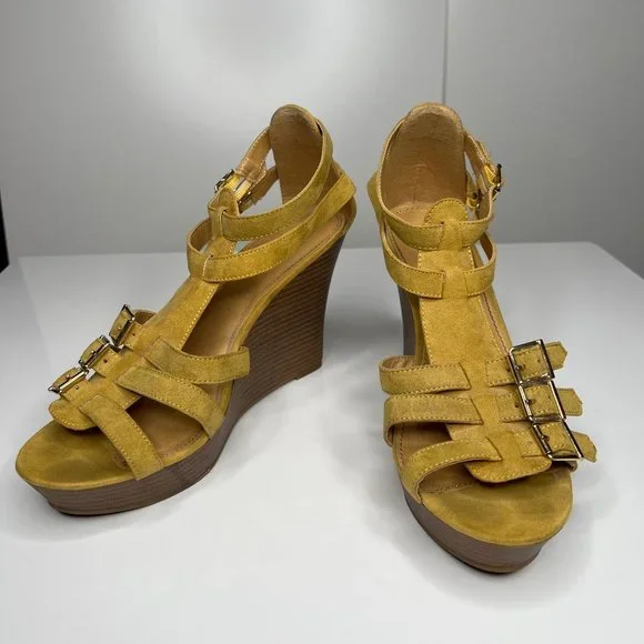 Express | Shoes | Express Strappy Suede Wedge Sandals  display picture 1